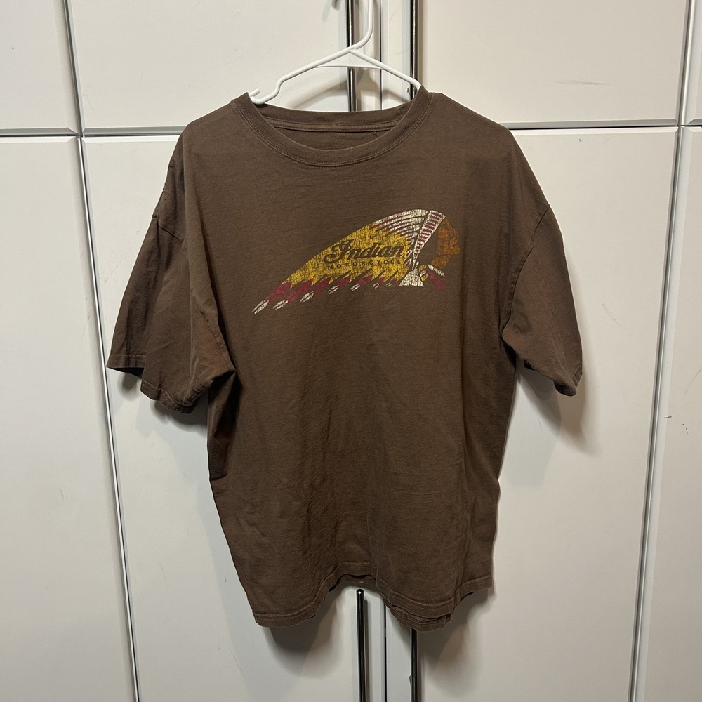 Indian Motorcycle Sawtooth Boise ID Graphic T-Shirt Brown Mens XL Distressed